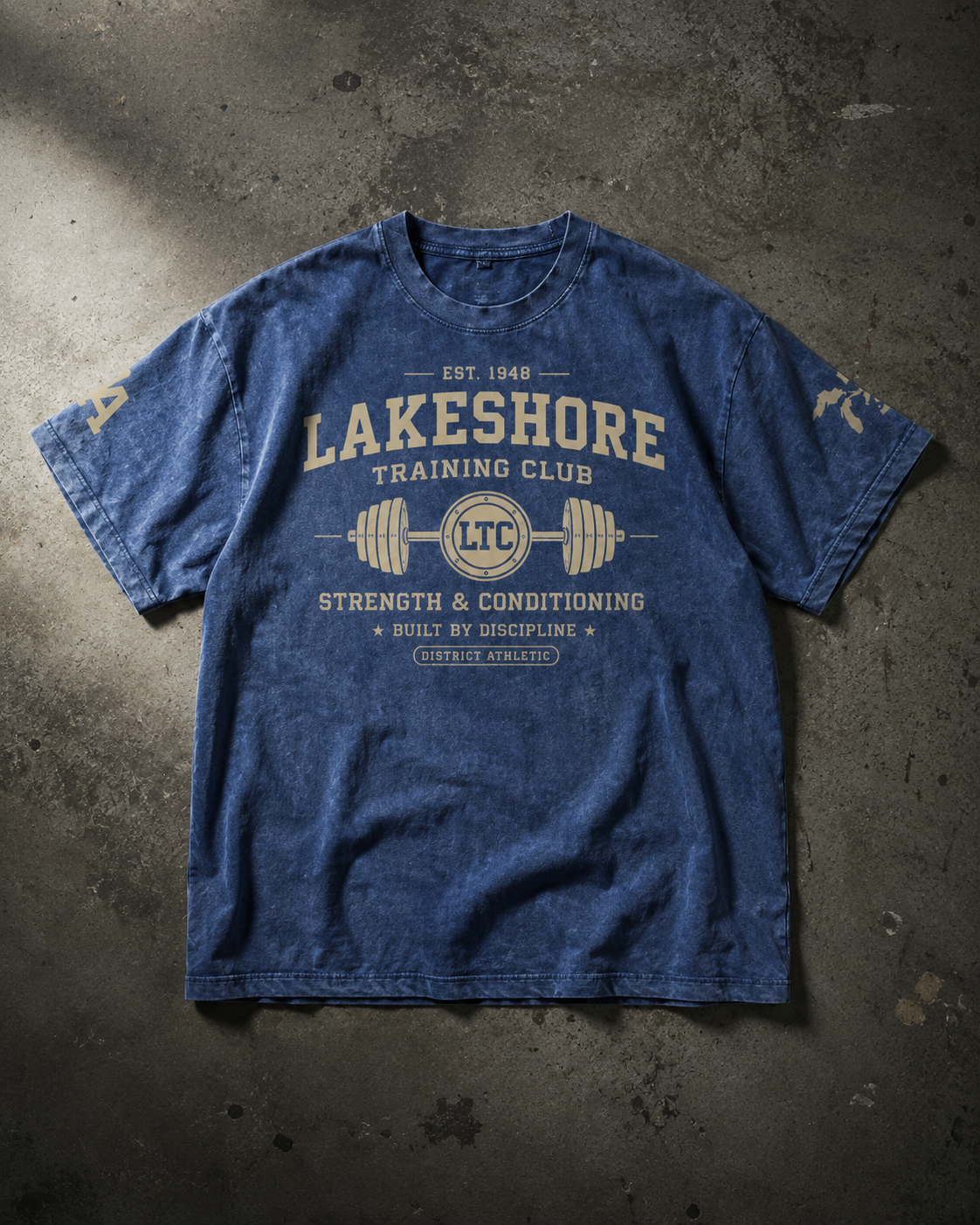Lakeshore Training Club Heavyweight Vintage Wash T-Shirt — Washed Navy / Cream