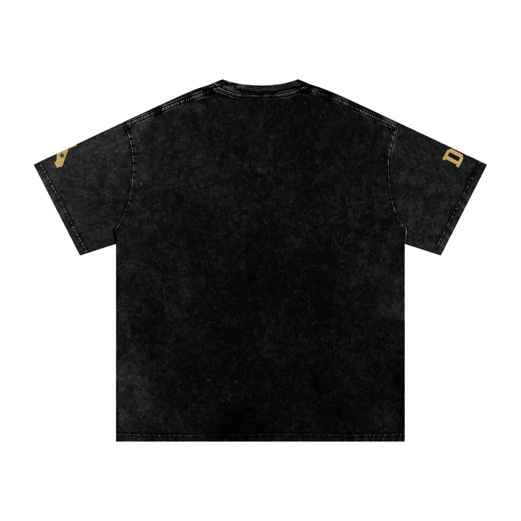 Pacific Athletics Heavyweight Vintage Wash T-Shirt — Washed Black / Gold