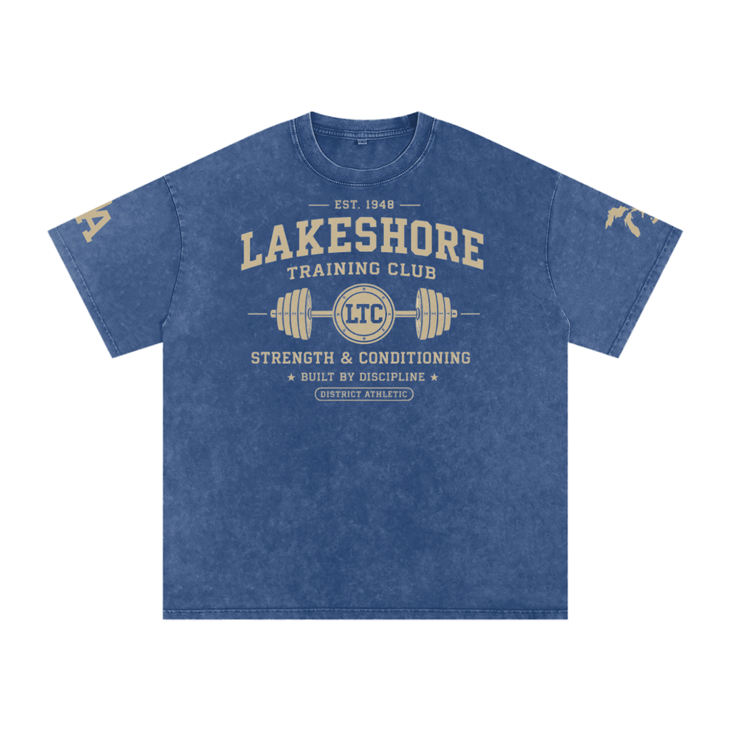 Lakeshore Training Club Heavyweight Vintage Wash T-Shirt — Washed Navy / Cream