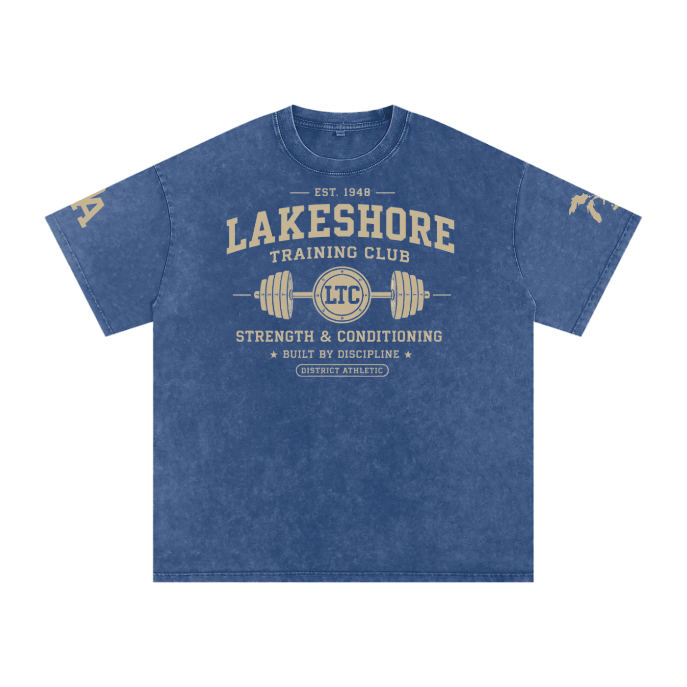 Lakeshore Training Club Heavyweight Vintage Wash T-Shirt — Washed Navy / Cream