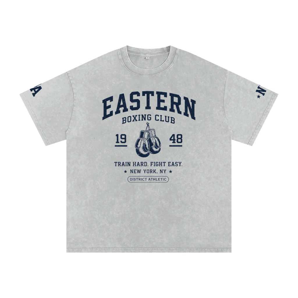 Eastern Boxing Club Heavyweight Vintage Wash T-Shirt — Slate Grey / Navy