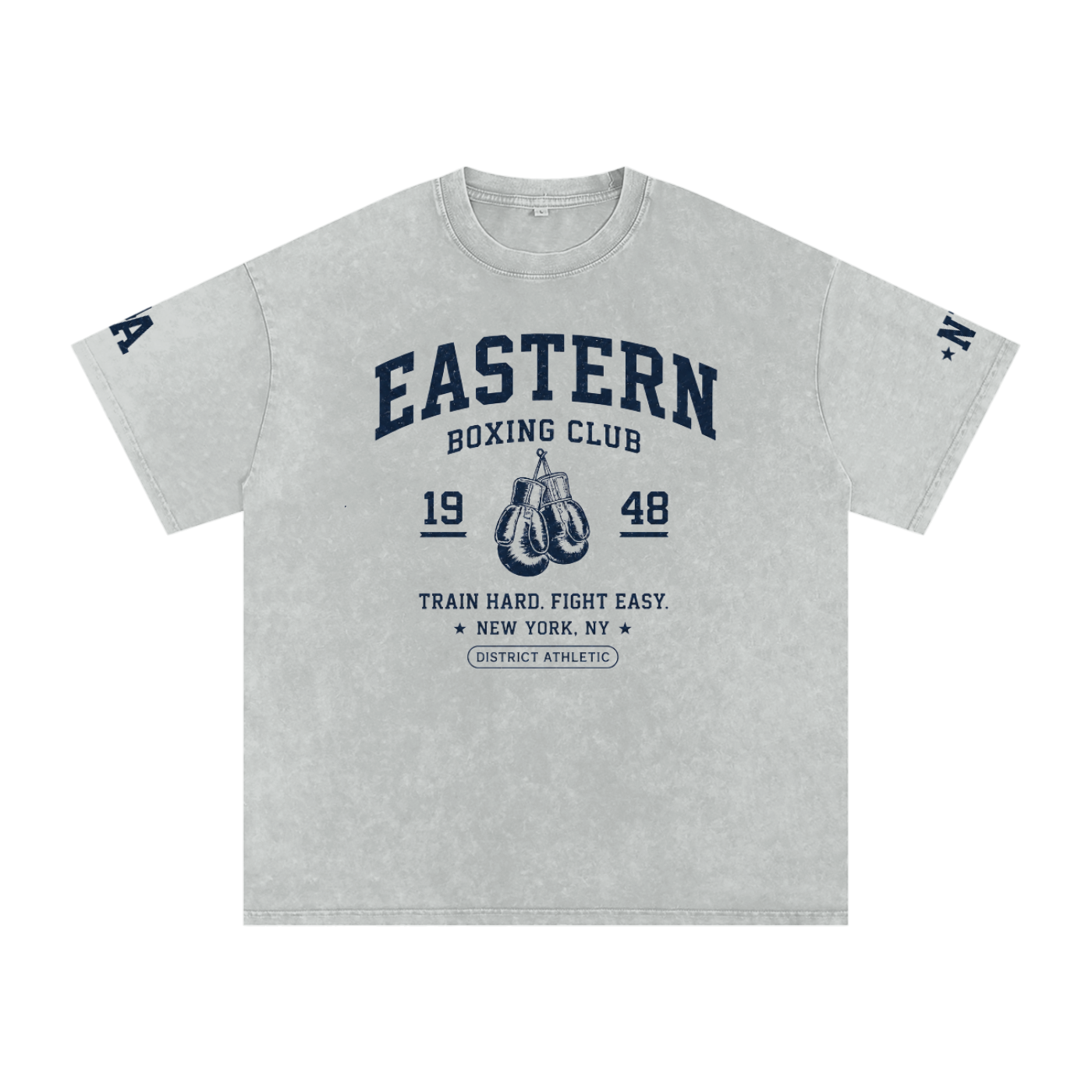 Eastern Boxing Club Heavyweight Vintage Wash T-Shirt — Slate Grey / Navy