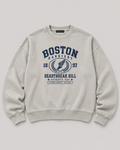 The Boston Harriers Crewneck in washed grey, front