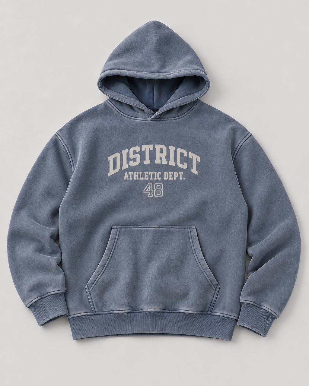 The District Hoodie in slate blue, front